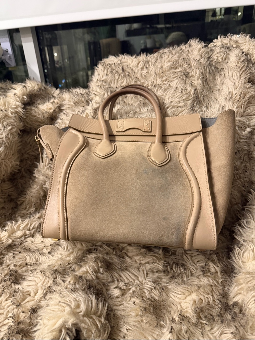 Celine Beige Suede & Leather Tote Bag - Picture 5 of 7